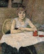 Young woman at a table, Henri De Toulouse-Lautrec